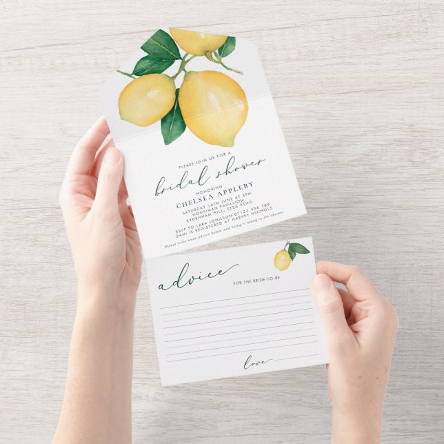 Lemons Bridal Shower Advice Card Tear off Invite (Tearaway)