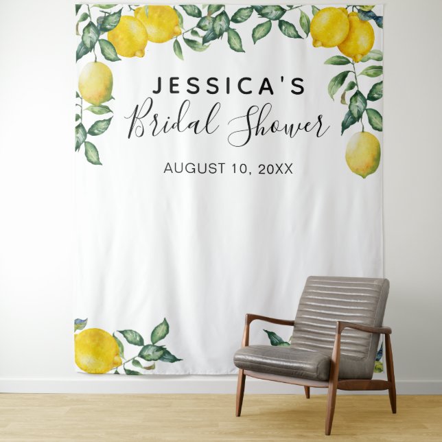 Lemons Bridal Shower Backdrop Photo booth Tapestry (In Situ)