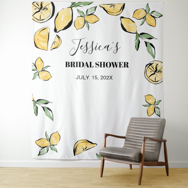 Lemons Bridal Shower Backdrop Photo booth Tapestry (In Situ)