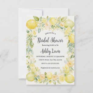 Lemons Bridal shower invitation, Yellow invitation