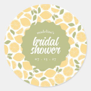 Lemons Bridal Shower or Wedding Personalized Classic Round Sticker