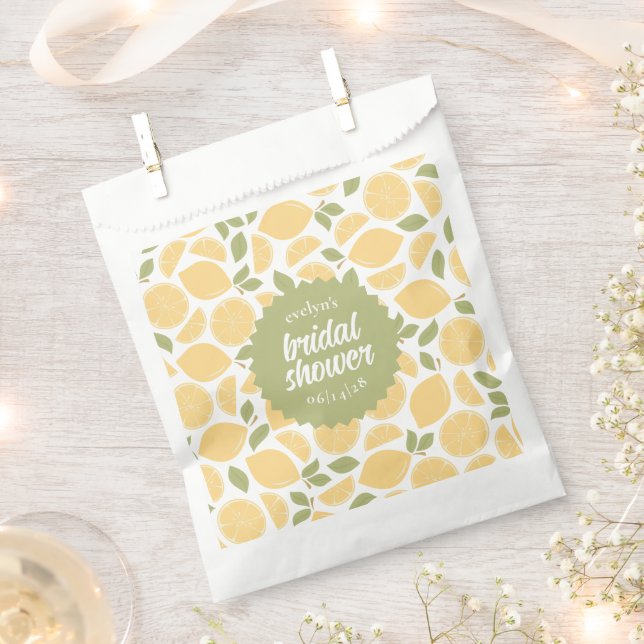 Lemons Bridal Shower or Wedding Personalized Favour Bag (Clipped)