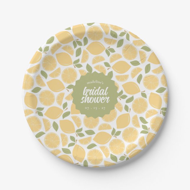 Lemons Bridal Shower or Wedding Personalized Paper Plate (Front)