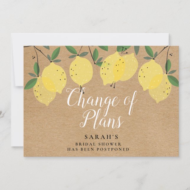 Lemons Change of Plans Bridal Shower Save The Date (Front)
