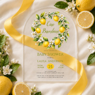 Lemons Ciao Bambino Baby Shower Italian Theme Acrylic Invitations