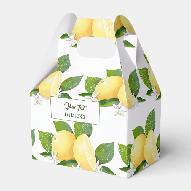 Lemons Citrus Fruit Botanical Favor Box (Front Side)