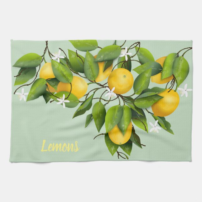 Lemons Citrus Fruit Botanical Kitchen Towel (Horizontal)