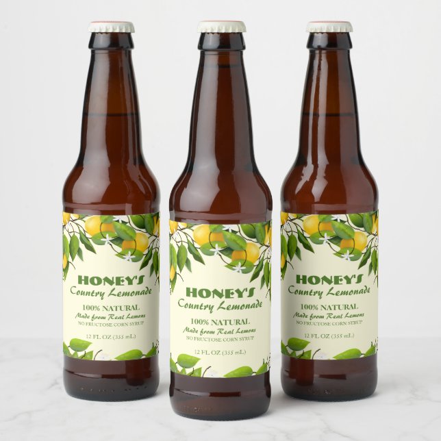 Lemons Citrus Fruit Floral Beer Bottle Label (Bottles)