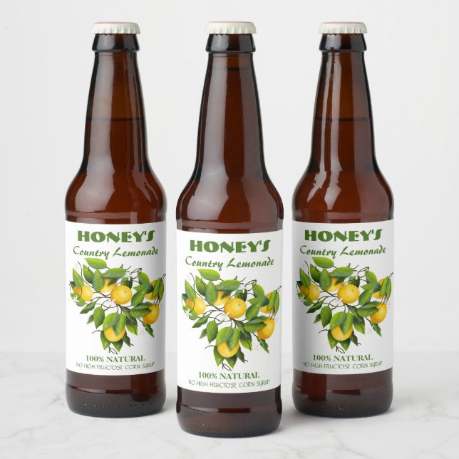 Lemons Citrus Fruit Floral Beer Bottle Label (Bottles)