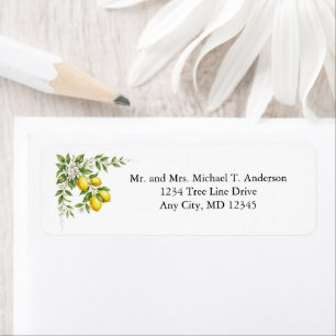 Lemons Citrus Fruit White Florals Return Address