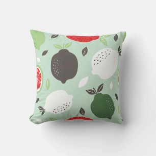 Lemons Citrus Fruits Vintage Wallpaper Throw Pillow