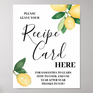 Lemons citrus Leave Recipe Card Here Shower sign
