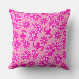 lemons citrus summer lemonade chef pink throw pillow