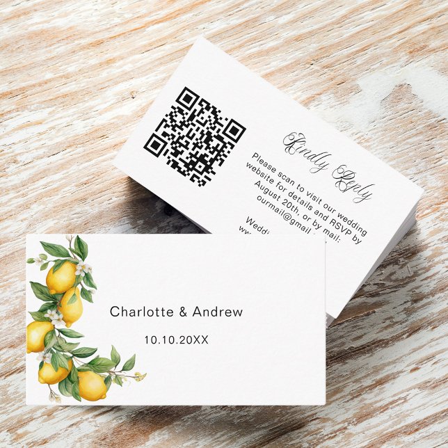 Lemons citrus wedding response website QR RSVP Enclosure Card (Creator Uploaded)