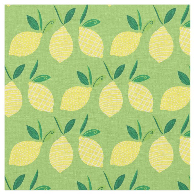 Lemons Cute Summer Fruit Fabric (Close Up)