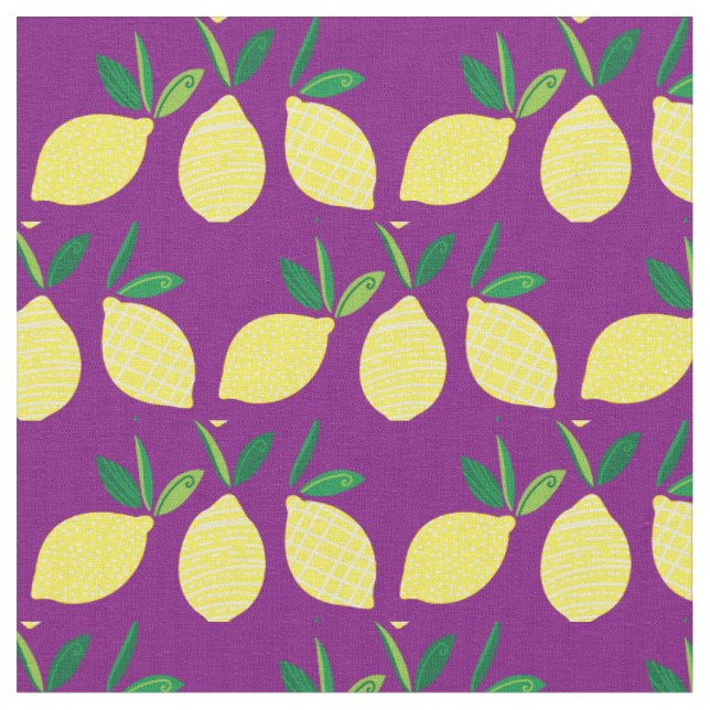 Lemons Cute Summer Fruit Fabric (Close Up)