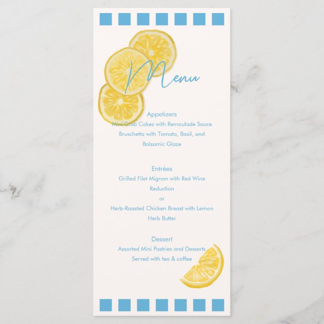 Lemons drawings Wedding Menu  (Front)