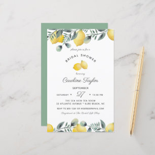 Lemons Eucalyptus Budget Bridal Shower Invitation