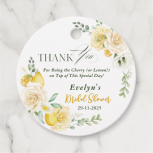 lemons Eucalyptus Rose Bridal Shower Thank You Favour Tags
