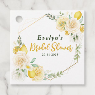 lemons Eucalyptus Rose Bridal Shower Thank You Favour Tags