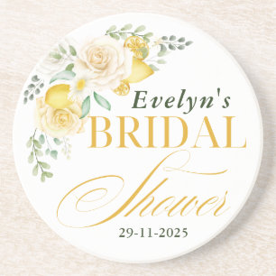  lemons Eucalyptus Rose Citrus Bridal Shower  Coaster