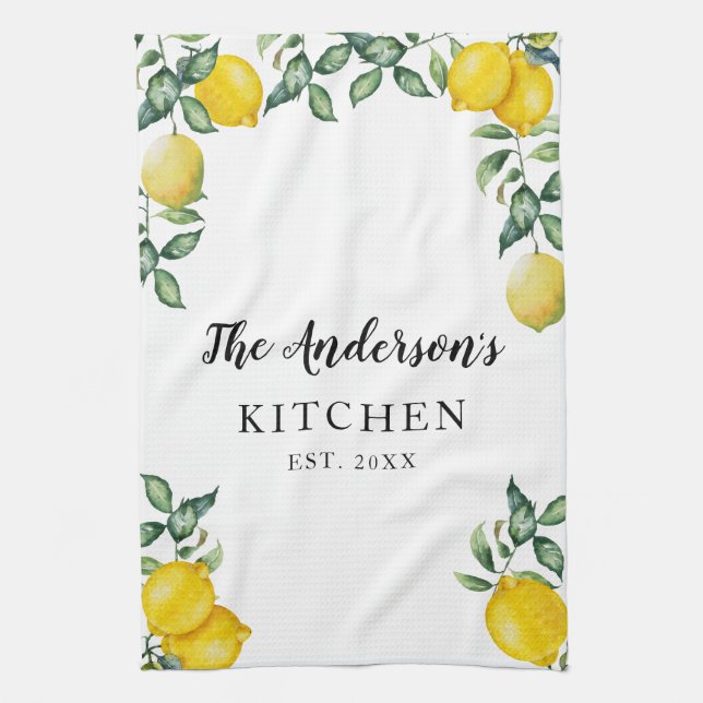 Lemons Family Kitchen Custom Kitchen Towel (Vertical)
