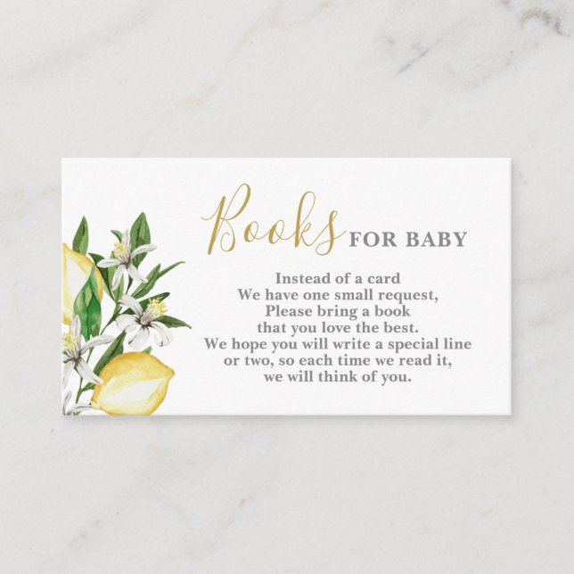 Lemons Floral Books for Baby Card (Front)