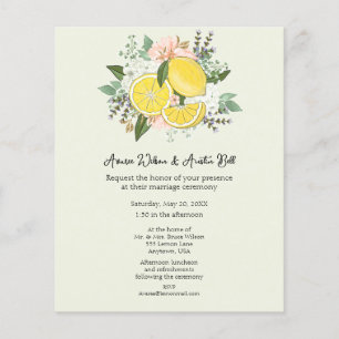 Lemons Flowers and Greenery Wedding Invitation