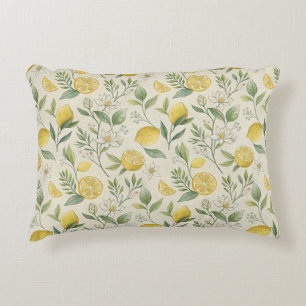 Lemons & Flowers Pattern  Accent Pillow