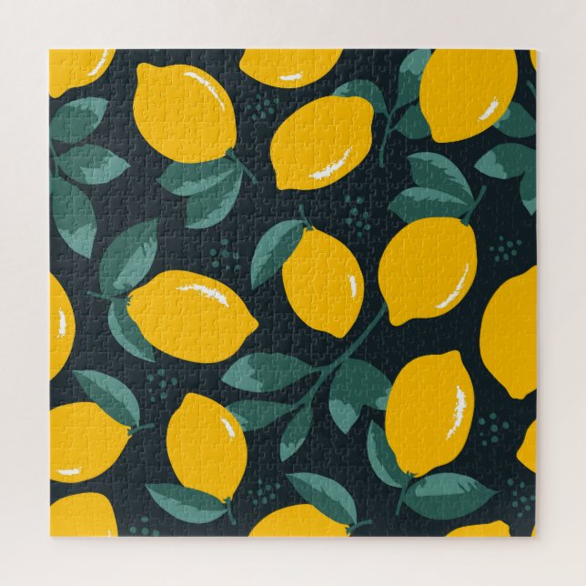Lemons Flowers, Vintage Summer Texture. Jigsaw Puzzle (Vertical)