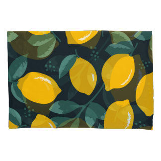 Lemons Flowers, Vintage Summer Texture. Pillowcase