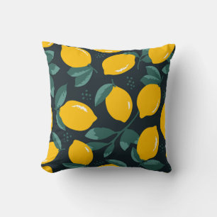 Lemons Flowers, Vintage Summer Texture. Throw Pillow