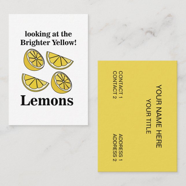 Lemons Fruit Looking At The Brighter Yellow Lemons Business Card (Front/Back)