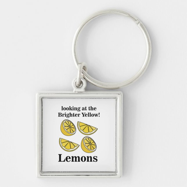 Lemons Fruit Looking At The Brighter Yellow Lemons Keychain (Front)