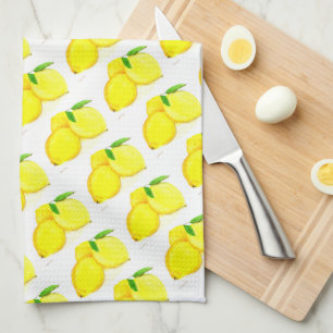 Lemons fruit watercolor Citrus Pattern Country Kitchen Towel