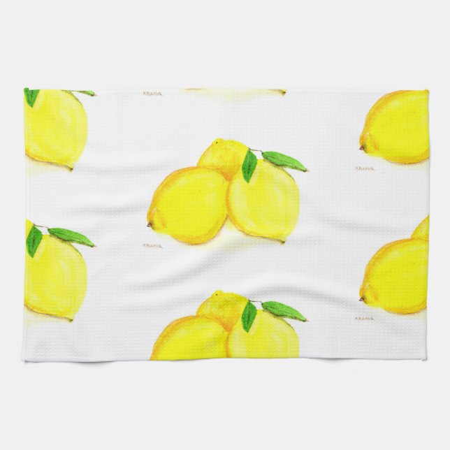 lemons fruit watercolor Kitchen Citrus tropical  Kitchen Towel (Horizontal)