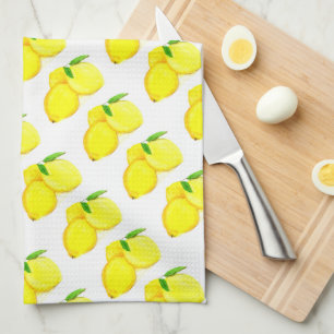 lemons fruit watercolor Kitchen Citrus tropical Towel