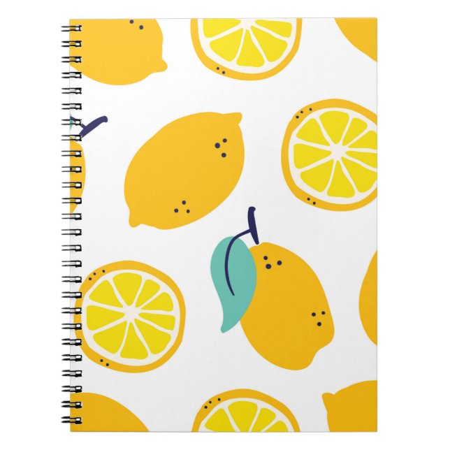 Lemons fruits seamless pattern notebook (Front)