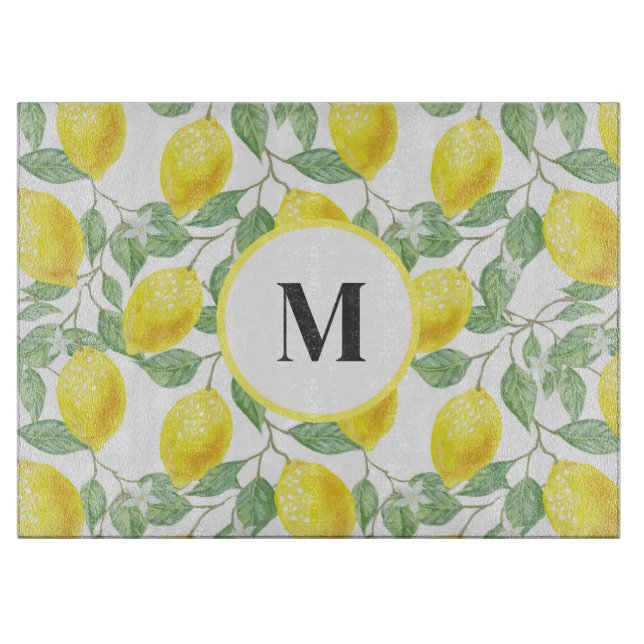 Lemons Glass Cutting Board (Front)