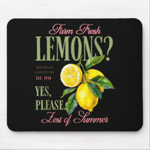 Lemons graphic vintage farm fresh aesthetic summer mouse pad