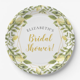 Lemons Greenery Bridal Shower Paper Plate