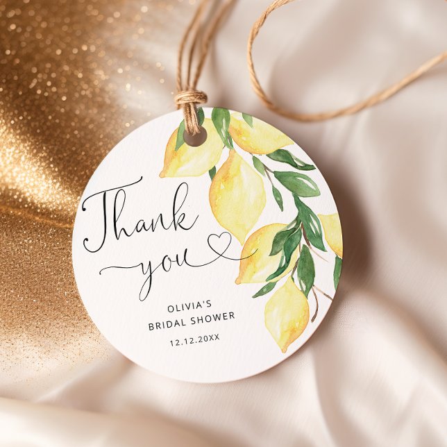 Lemons & Greenery Chic Bridal Shower Thank You Favour Tags (Creator Uploaded)