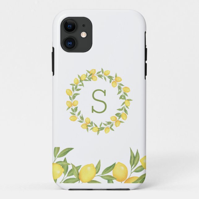 Lemons Greenery Monogram  Case-Mate iPhone Case (Back)