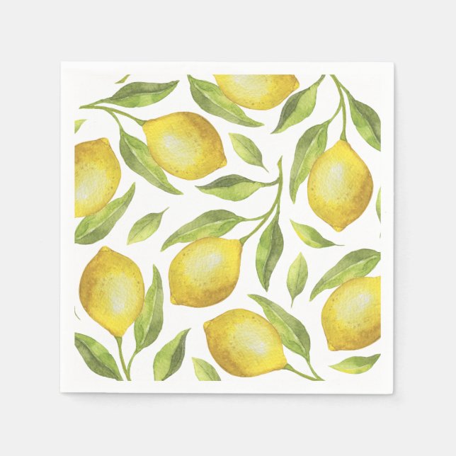 Lemons & Greenery PARTY Paper Napkin (Front)