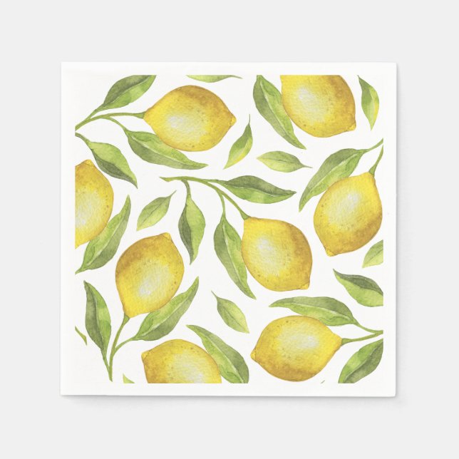 Lemons & Greenery PARTY Paper Napkins (Front)