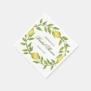 Lemons & Greenery Watercolor Bridal Shower Paper Napkin