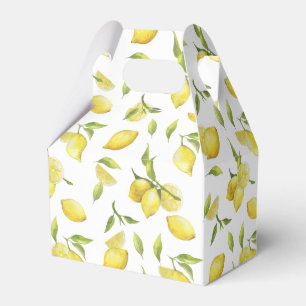 Lemons & Greenery Watercolor Gift Wedding Favor Box