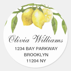 Lemons Greenery Watercolor Return Address Label