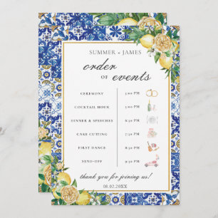 Lemons Greenery Wedding Order of Event Welcome  Program