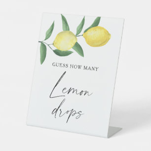 Lemons - guess how many lemon drops pedestal sign